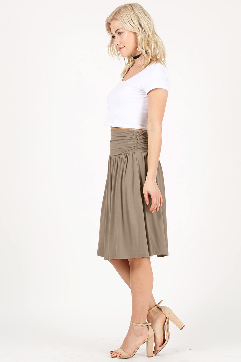 Simlu Taupe Skirt Reg and Plus Size Skirts a Line Knee Length Skirt High Waisted Skirts for Women (Size Medium, Taupe) - Image 2